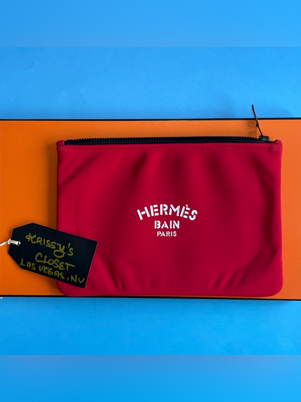 🌼 Hermes Neobaine Rouge Red Neoprene Small Case with Box